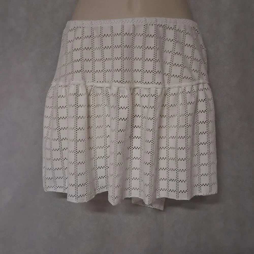 No Boundaries Bikini Swim Skirt Cover Up Womens Large White Eyelet New With Tags